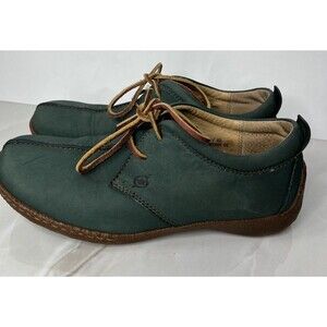 Born Nubuck Leather Lace Up Oxford Sneaker Green Shoes W7244 Women 8.5 M/W 40